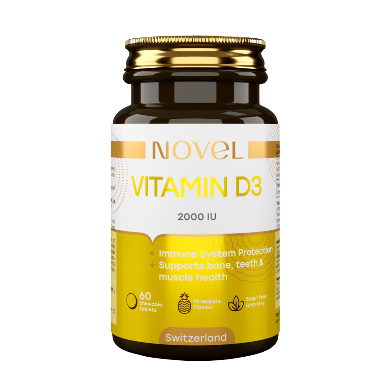 Вітамін Д3 Novel Vitamin D3 2000 МО зі смаком ананасу, 60 жувальні таблетки
